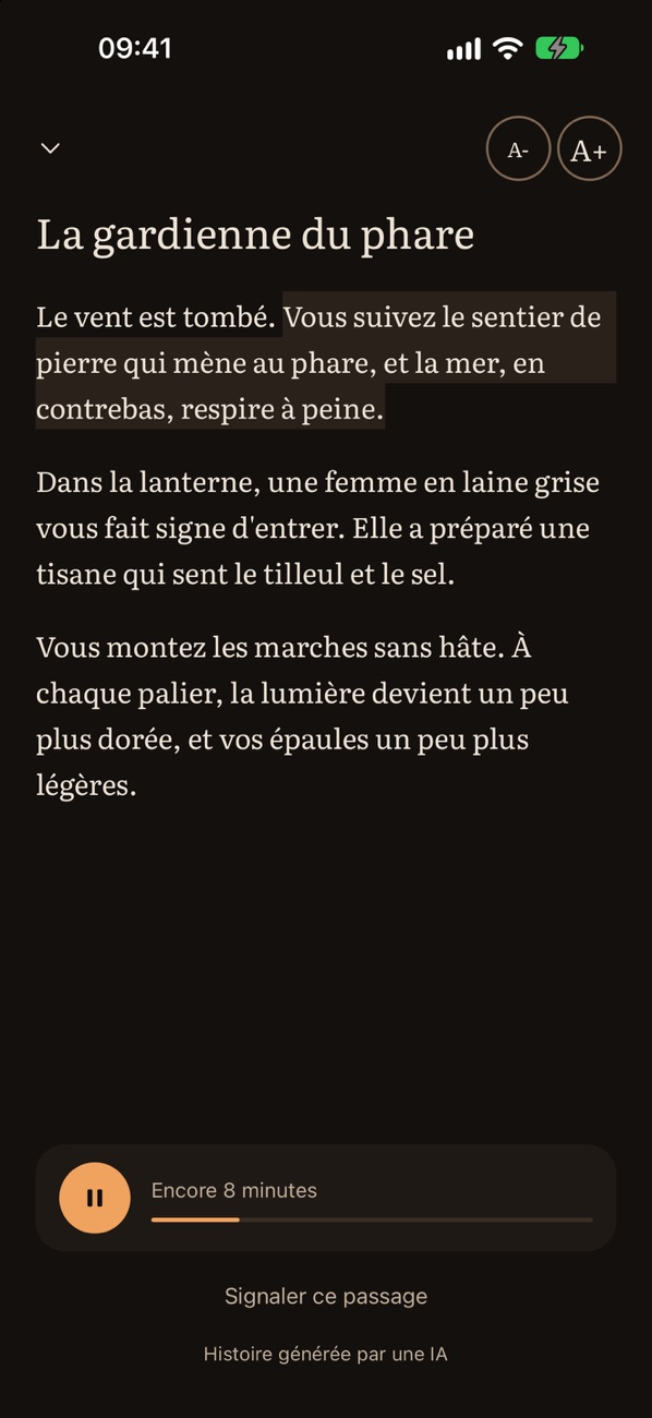 Le lecteur, pendant l’écoute d’une histoire